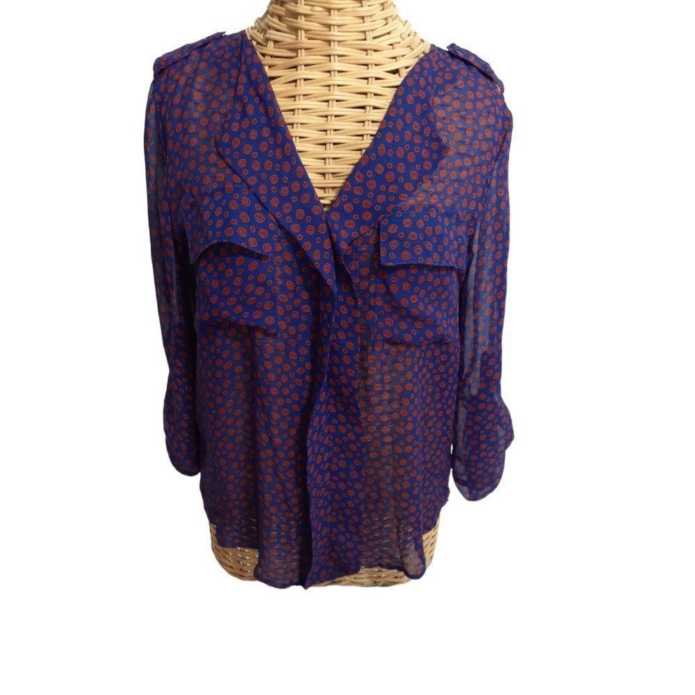 Women's Sheer Purple & Orange Blouse Size Large by Timing